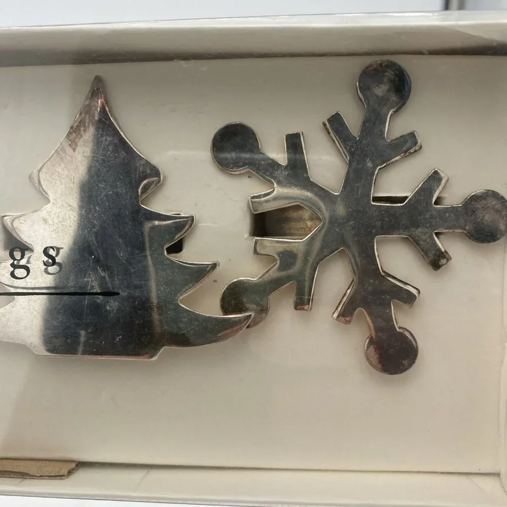 4 Pier 1 Imports Christmas Silver Plated Napkin Rings Star Tree Snowflake Deer
